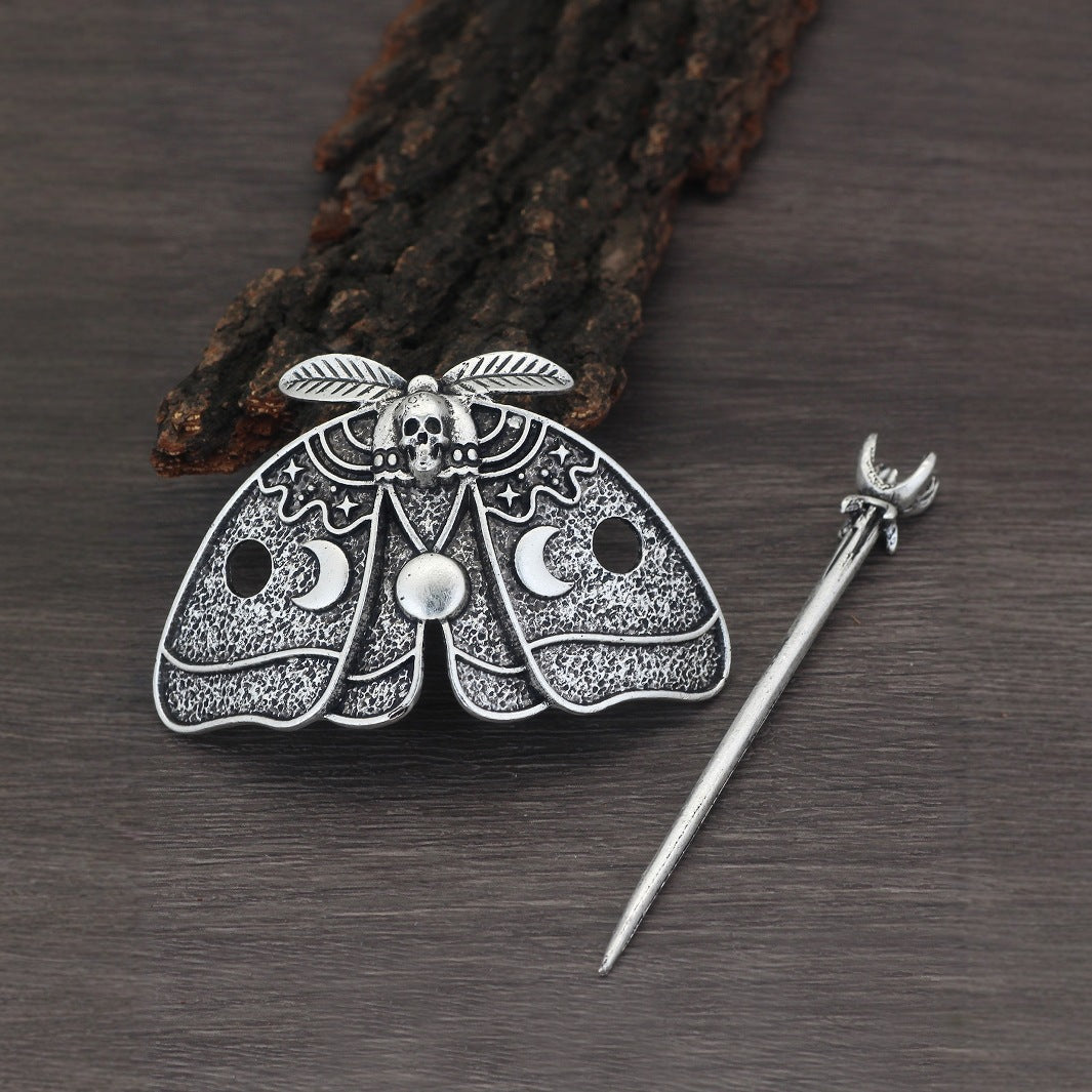 Wholesale Retro style moth sun and moon carved pattern hairpin jewelry Gothic punk