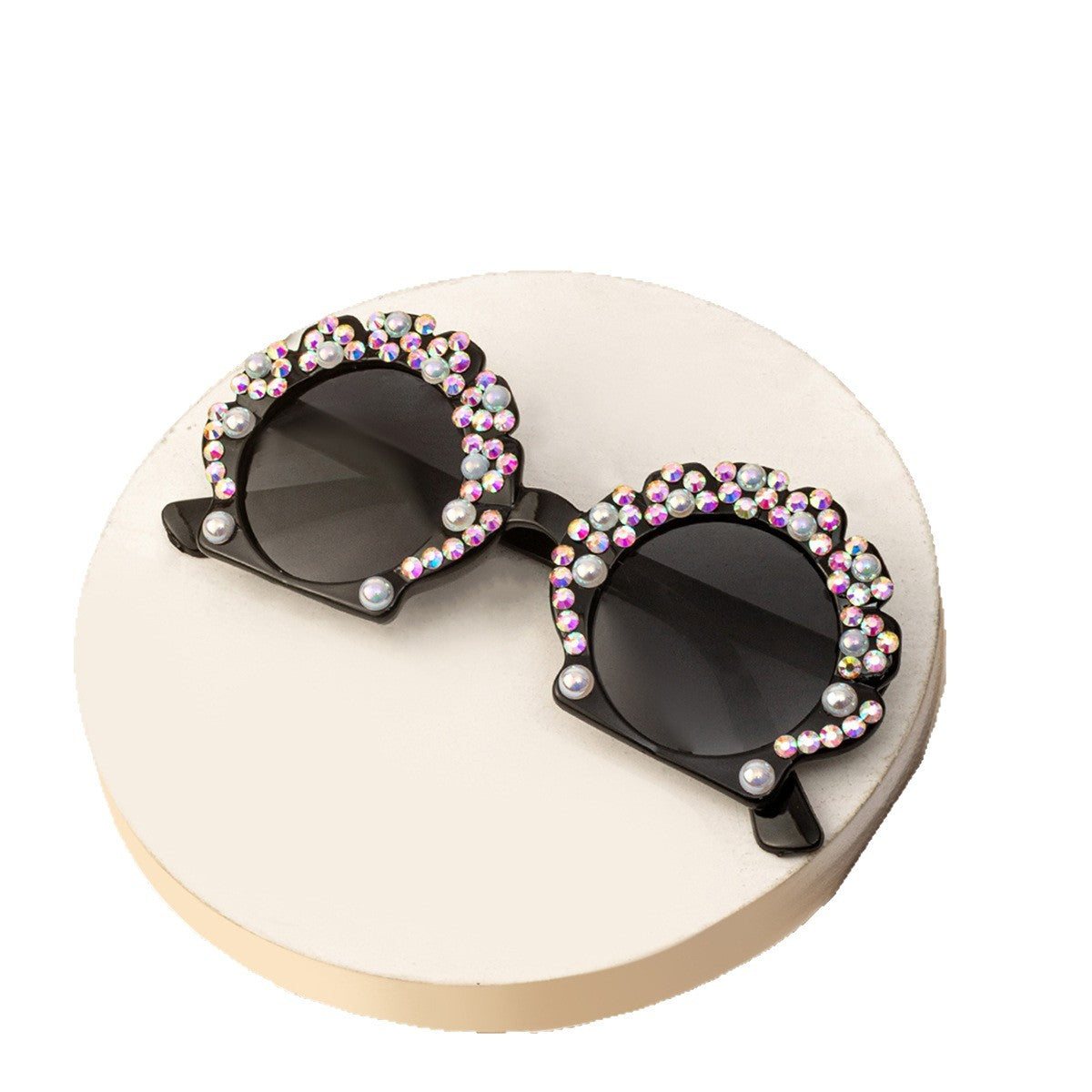 Wholesale Girl' s cute pearl studded diamond sunglasses