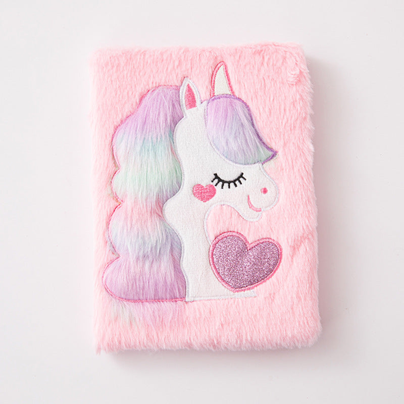 Wholesale Macaron A5 Unicorn Plush Notebook