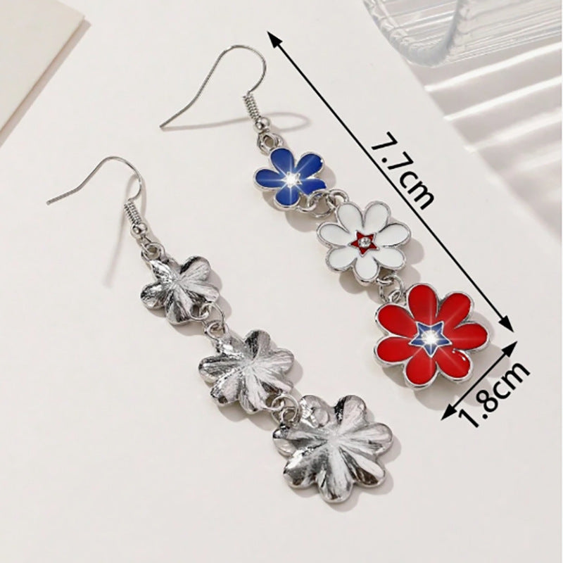Wholesale Independence Day Multicolored Flower Droplet Earrings