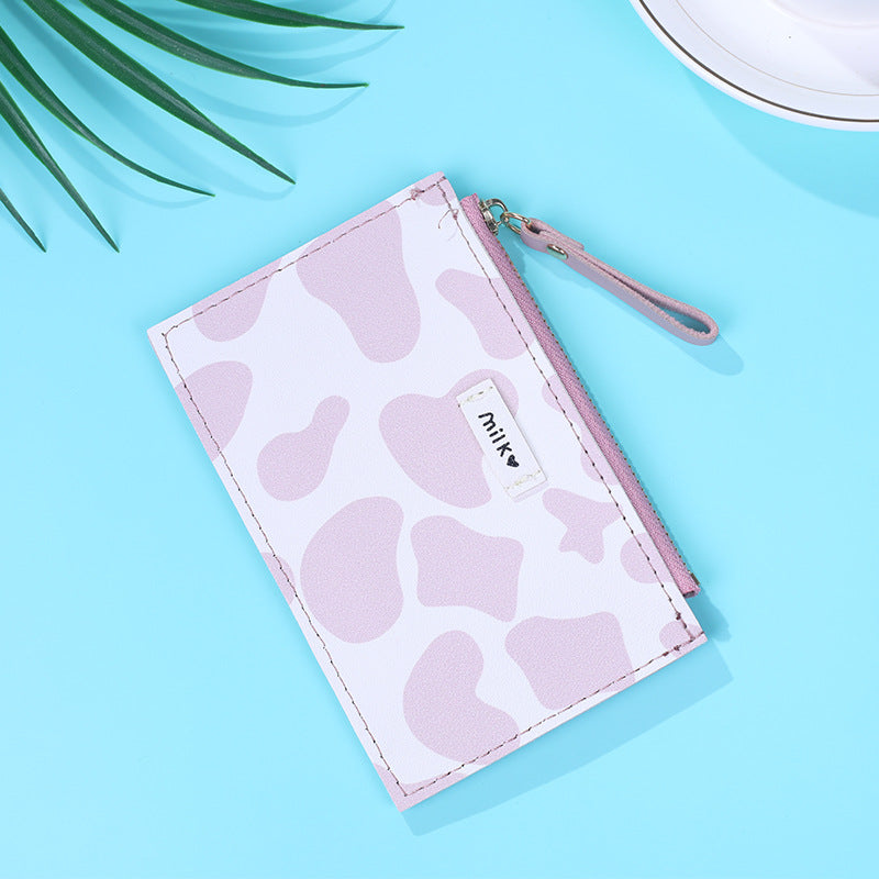 Wholesale Student Cartoon Cow Pattern Female Large Capacity Multi-card Slot PU leather Wallet