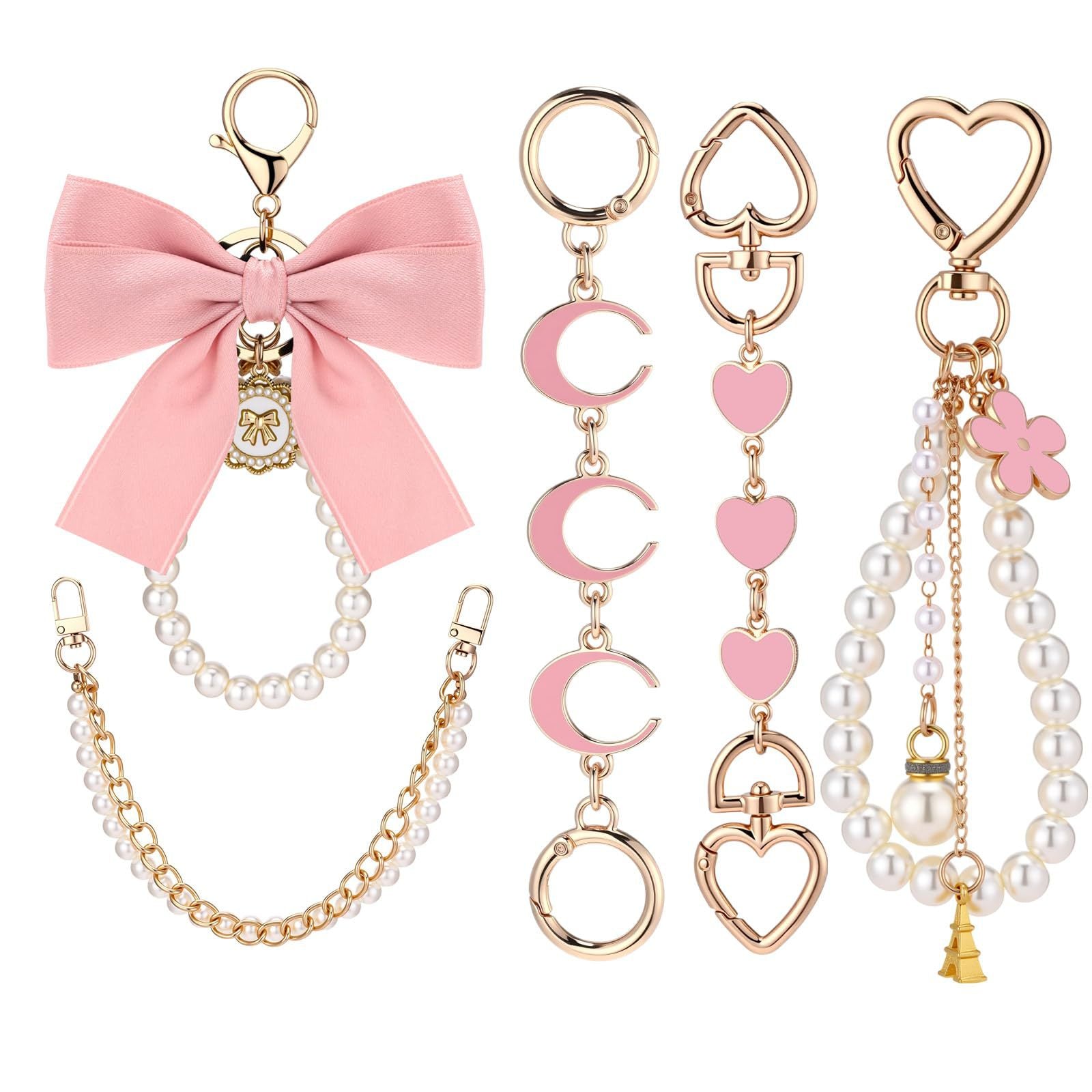 Wholesale Butterfly Knot Bead Pearl Love Moon Metal Keychain