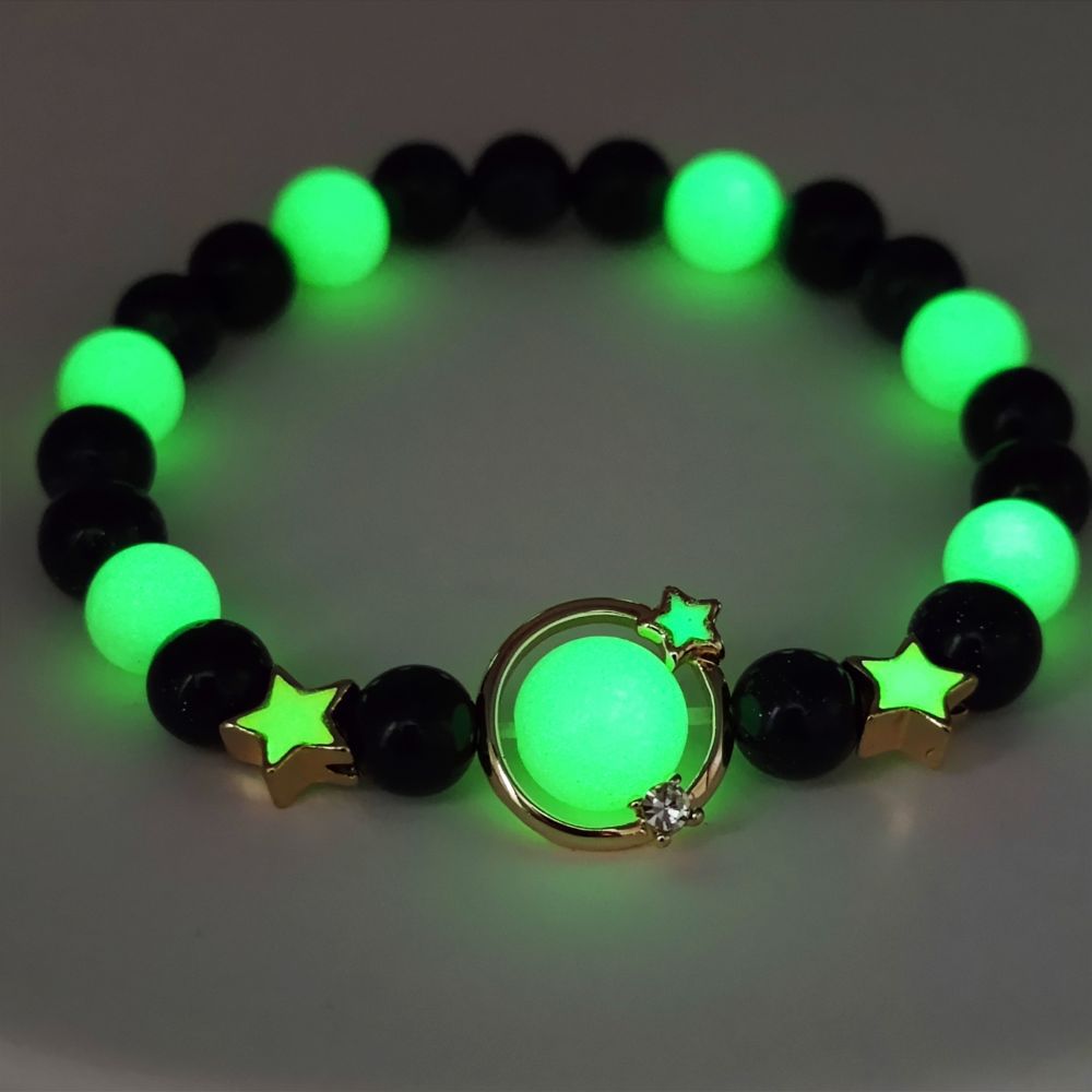 Wholesale Obsidian gold sandstone and noctilucent fluorite bracelet