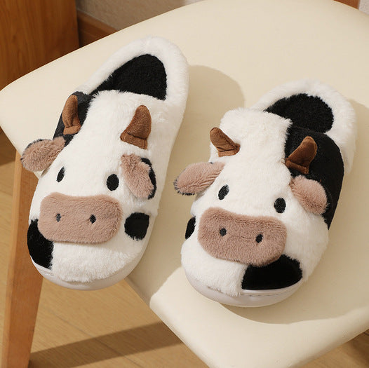 Wholesale Winter Cartoon Cow Plush Cotton Slippers