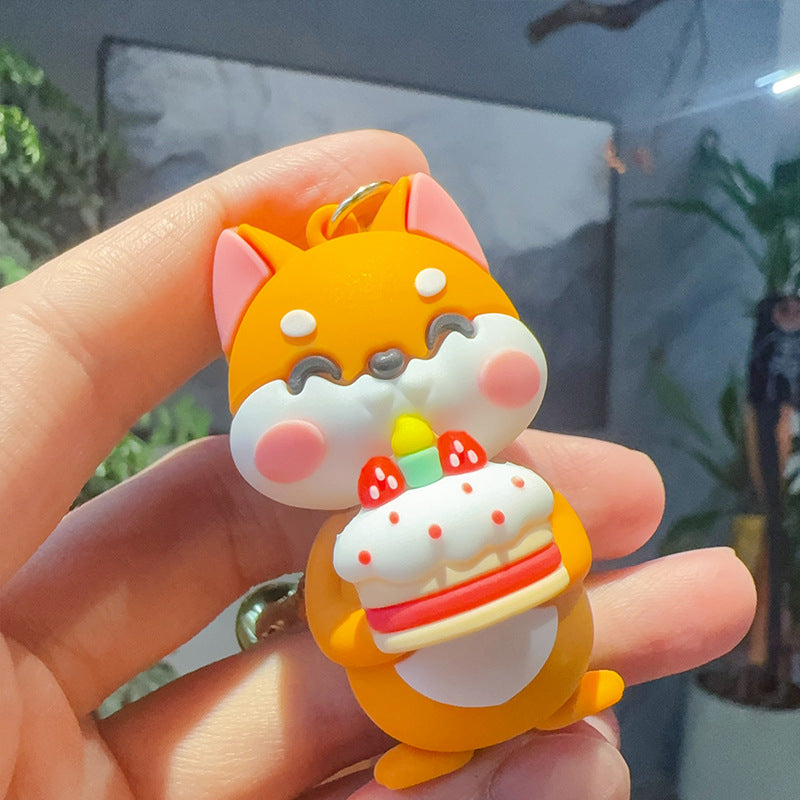 Wholesale cute little Shiba Inu cartoon doll PVC keychain