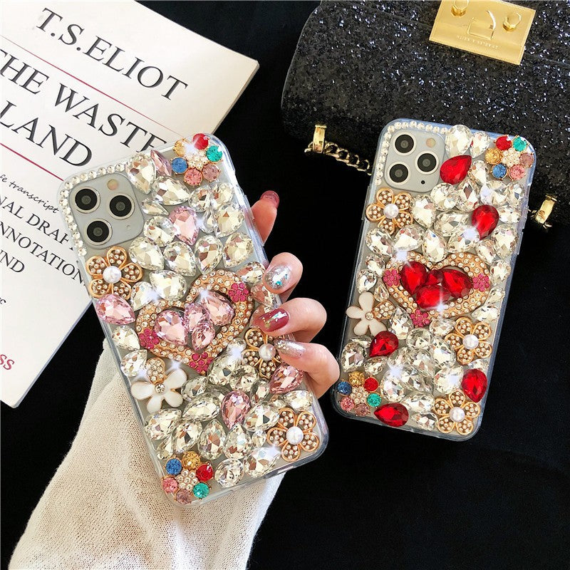 Wholesale Diamond Inlaid Love Pearl Flower Mobile Phone Protective Cases