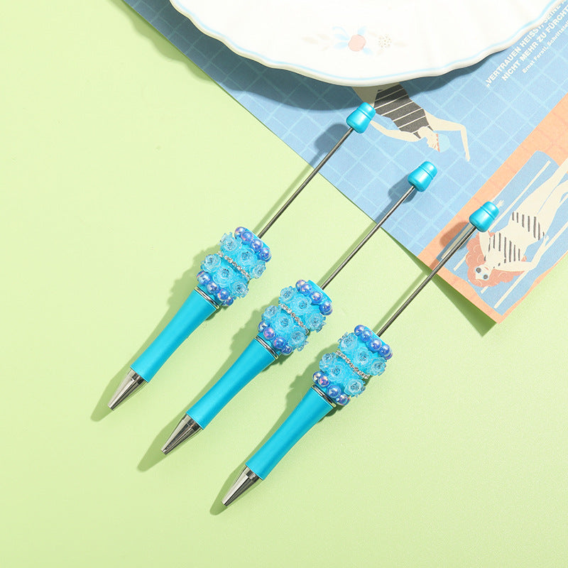 Wholesale 10pcs Beadable Pens Heavy Handmade Flower Chain DIY Replacement Core Ballpoint Pen