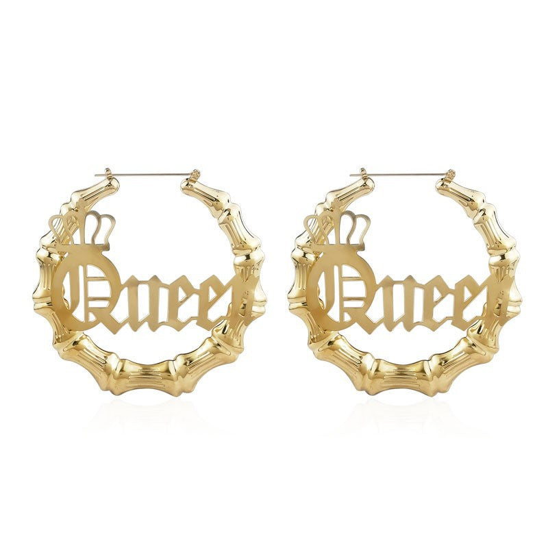 Wholesale earrings Queen crown hollow bamboo earrings earrings