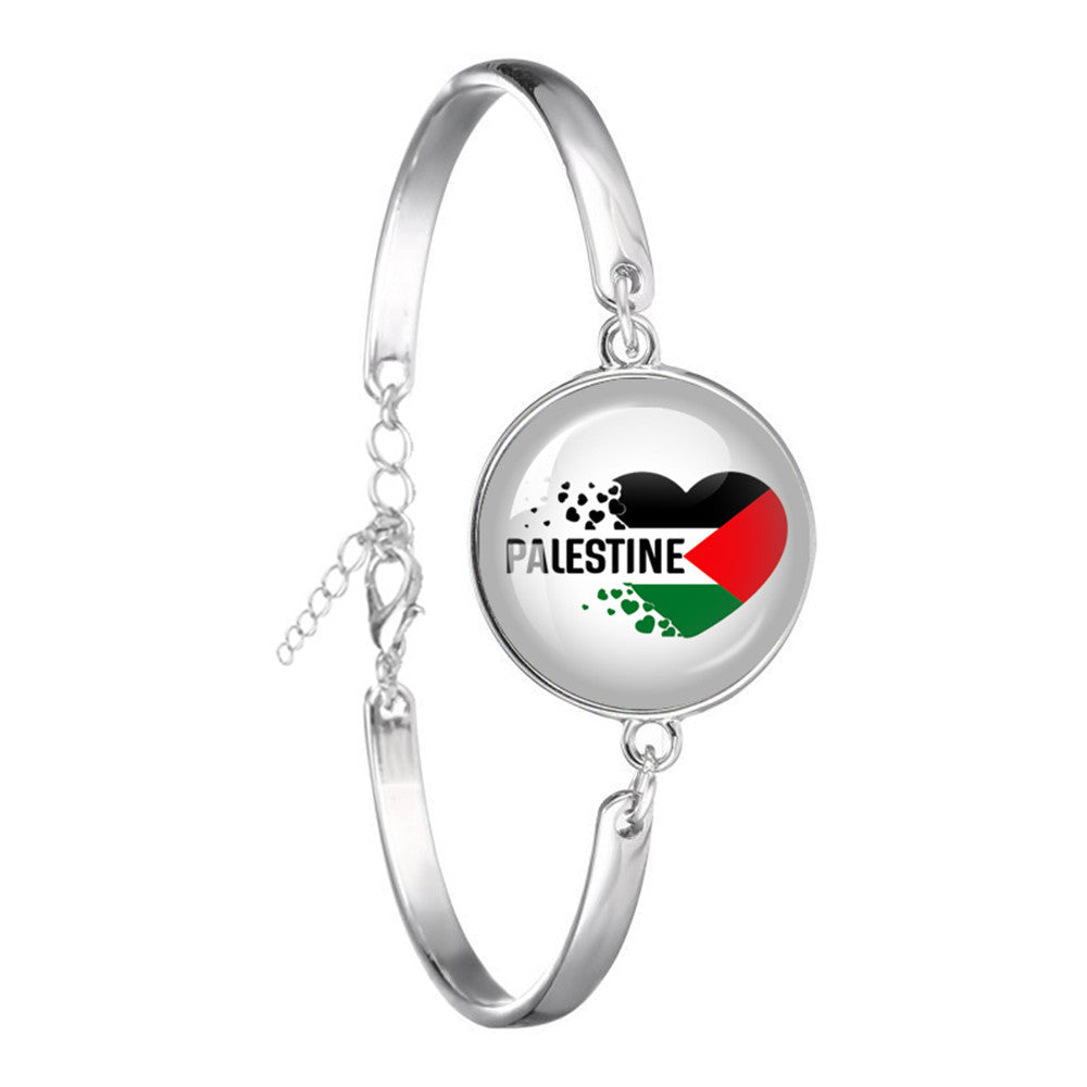 Wholesale Creative Flag Badge Pattern Time Gemstone Bracelet