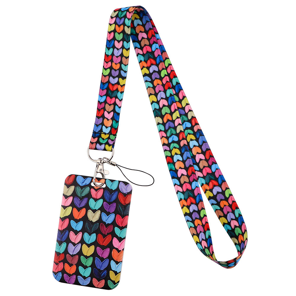 Wholesale Heart-shaped Love Mobile Phone Strap Meal Card Bus Access Control Work ID Brand Hard Shell Card Holder
