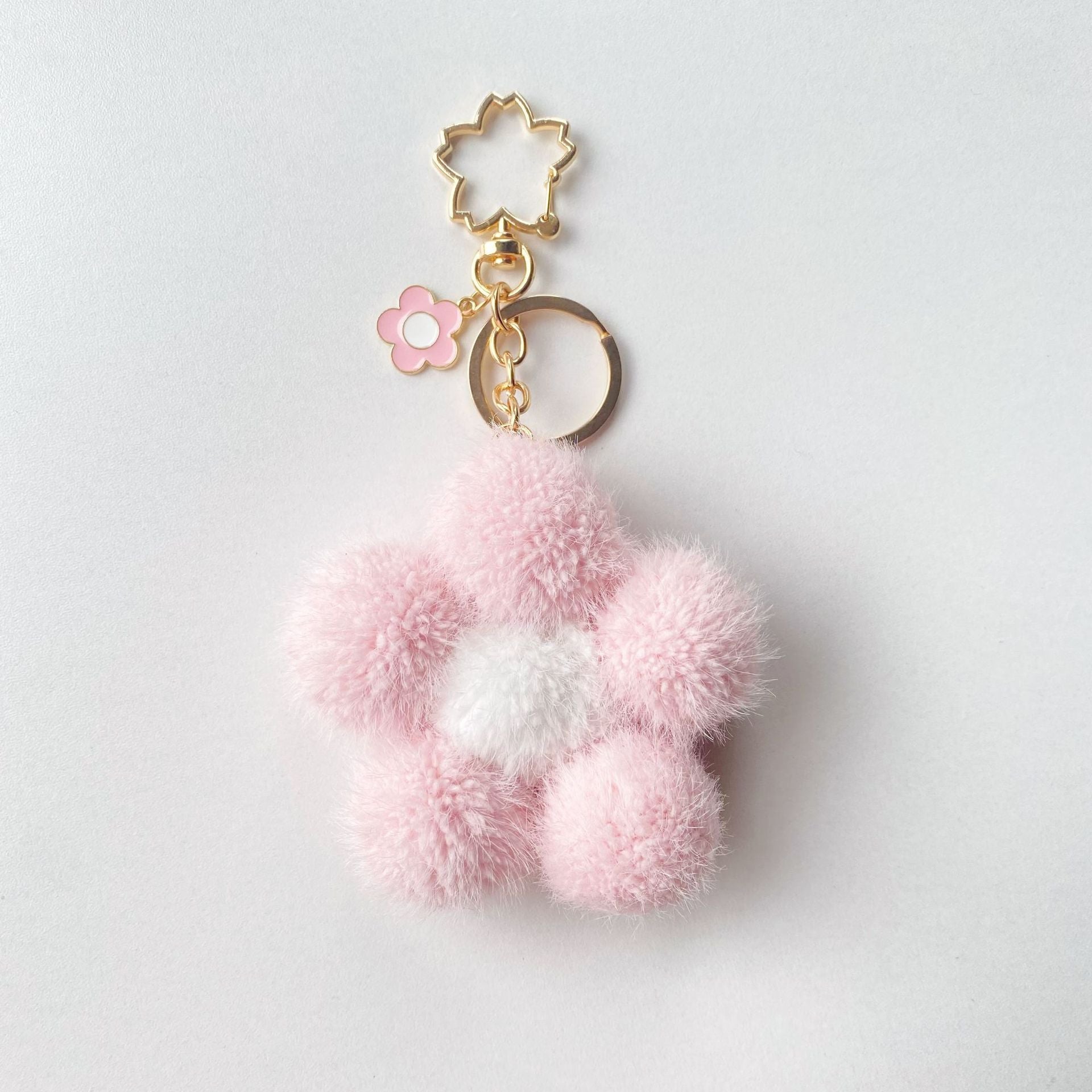 Wholesale Plush Colored Flower Ball Keychains