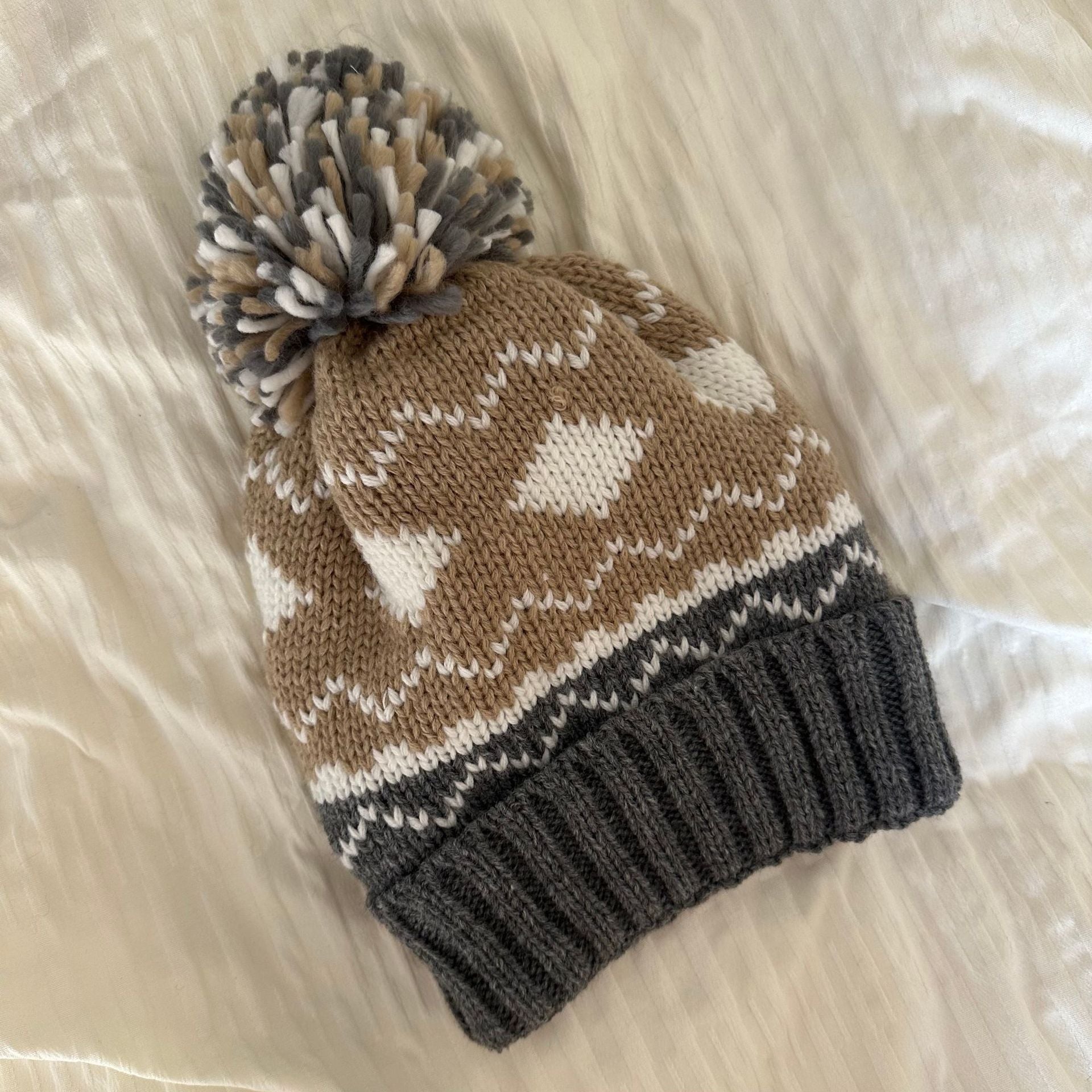 Wholesale Autumn and Winter Rhombus Wool Hat Thickened Warm Acrylic Knitted Hat