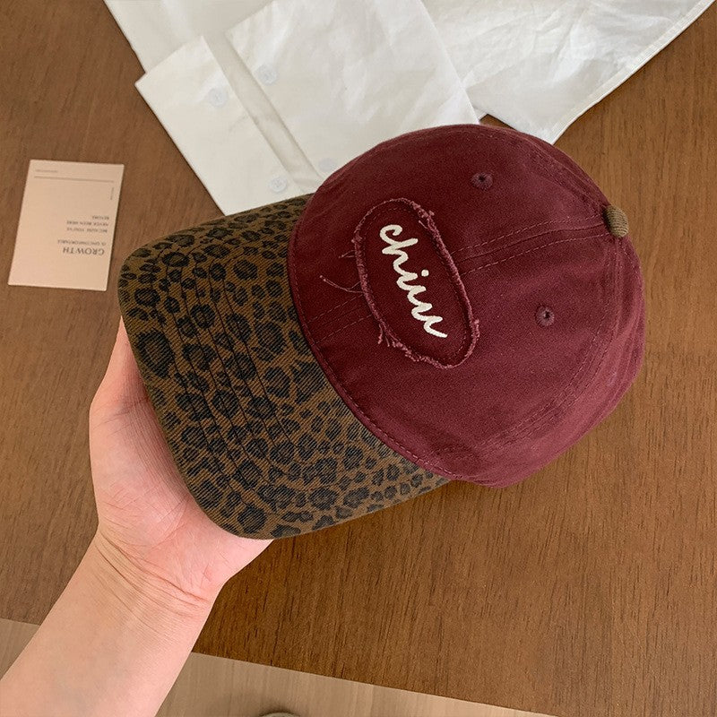 Wholesale Retro Leopard Print Distressed Baseball Cap Children's Spring and Summer Sanding Soft Top y2k Showy Face Small Spice Cap