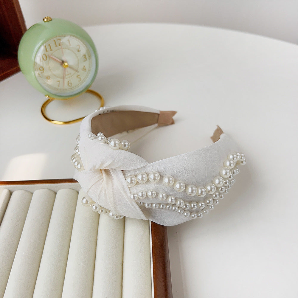 Diadema de perla de tela al por mayor de tela