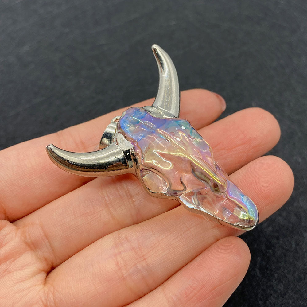 Wholesale 45×46mm Acrylic White Gold Bull Head Shape Melon Seed Buckle Pendant