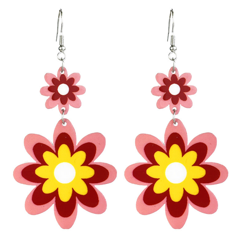 Wholesale Vintage Acrylic Oil-painted Floral Bohemian Earrings