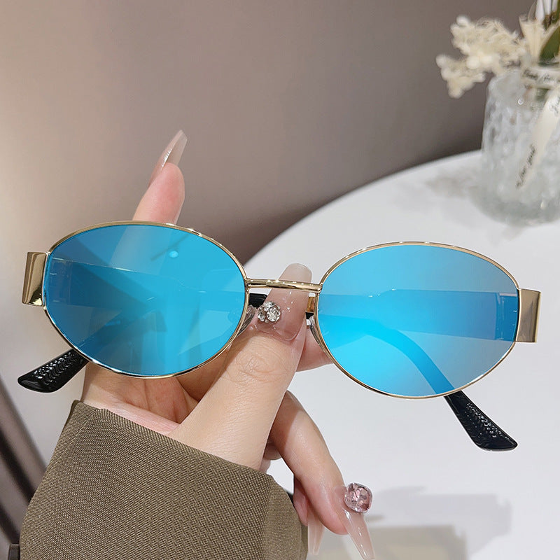 Wholesale Oval Metal Large Frame Sunglasses