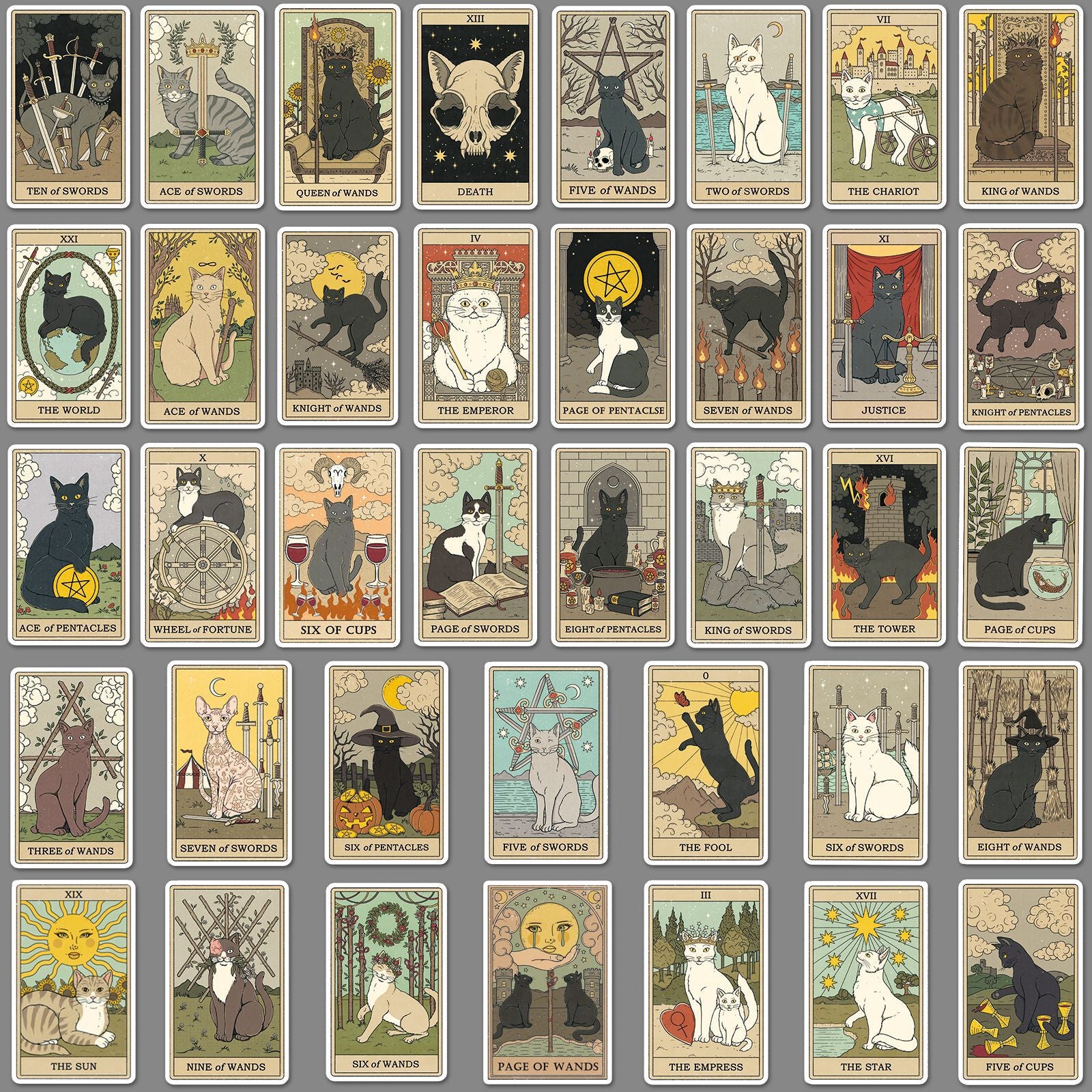 Wholesale 78pcs cat tarot graffiti personality stickers