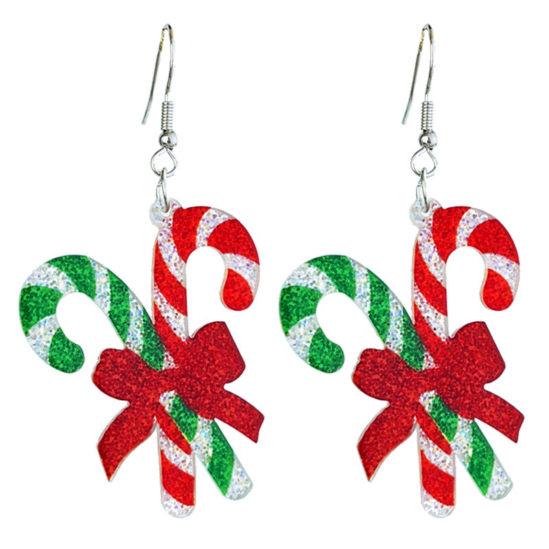 Wholesale 2pcs Source: Christmas Shiny Girls Party, Gingerbread People, Colored Lights, Snowflake Earrings