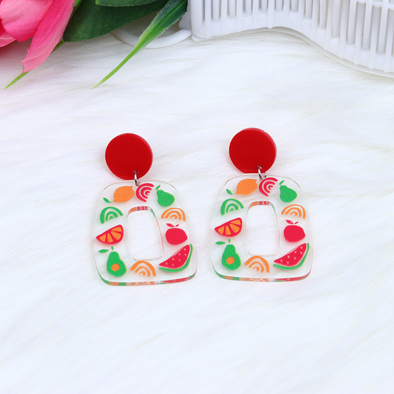 Wholesale Valentine' s Day Earrings Acrylic Splicing Fashionable t Heart Earrings