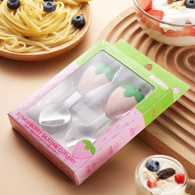 Wholesale Cartoon Silicone Baby Spoon for Learning To Eat and Training with Short Handle
