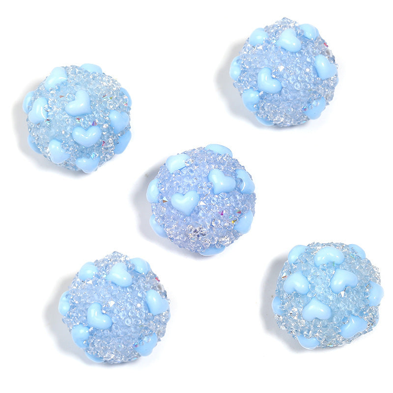 Wholesale 20pcs  Sparkling rhinestone sugar heart full of rhinestone Acrylic Beads