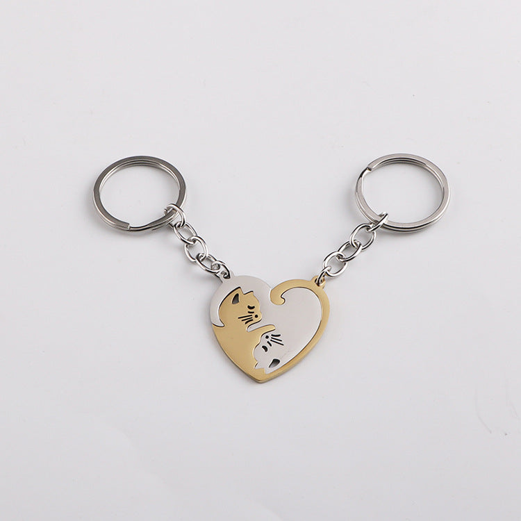 Wholesale Love Cat Metal Keychain