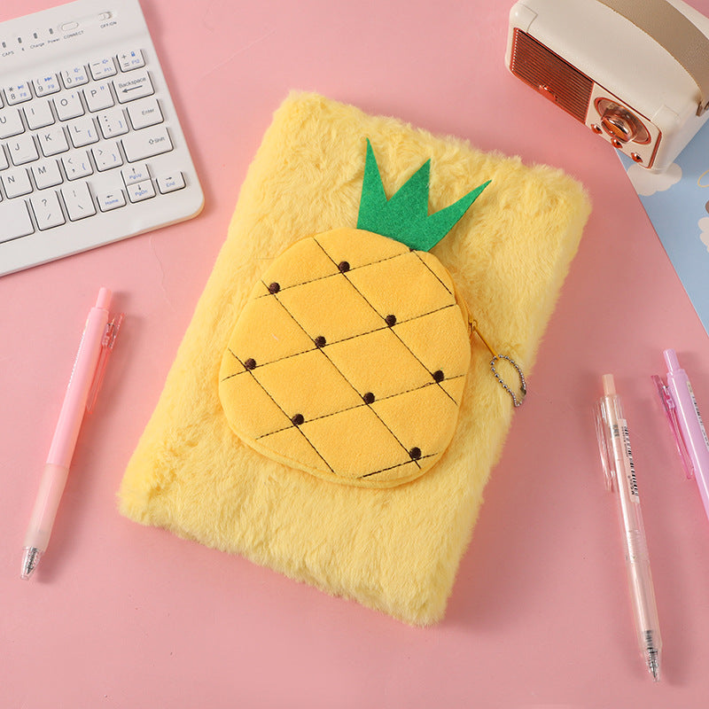 Wholesale New creative fruit notebook cute cartoon plush notebook children' s handmade