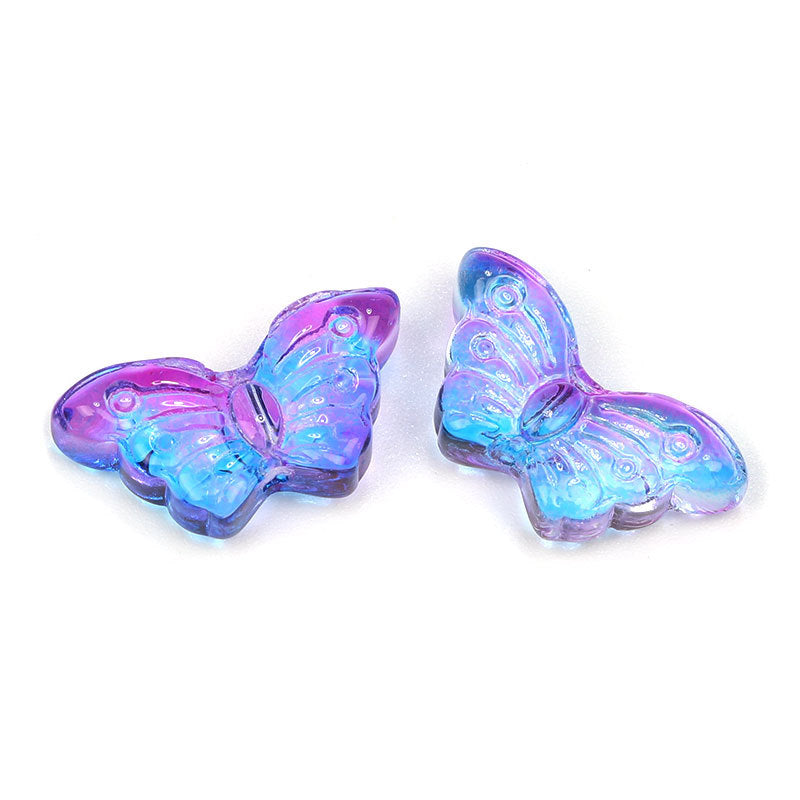 Wholesale 100pcs 8*15mm Glazed Butterfly Beads Symphony Straight Hole Glass Beads DIY