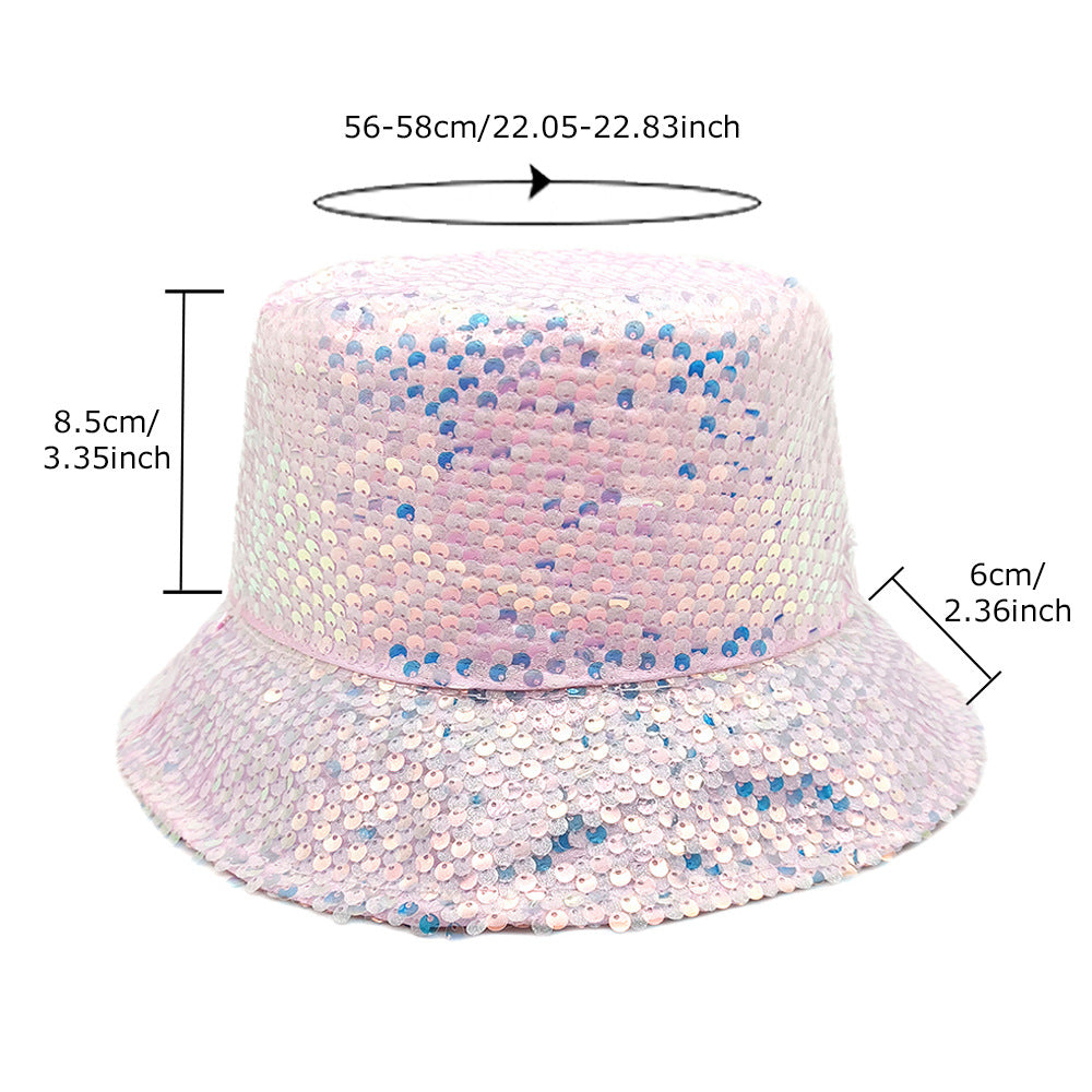 Wholesale Colorful sequin hat double-sided sun hat sun protection bucket hat