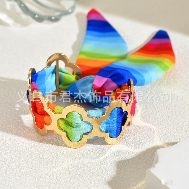 Wholesale Rainbow f heart metal irregular bracelet