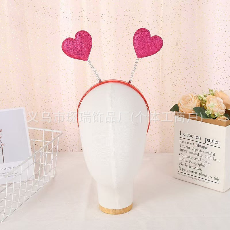 Wholesale Valentine's Day Christmas Party Theme Glitter Love Peach Heart Hair Accessories
