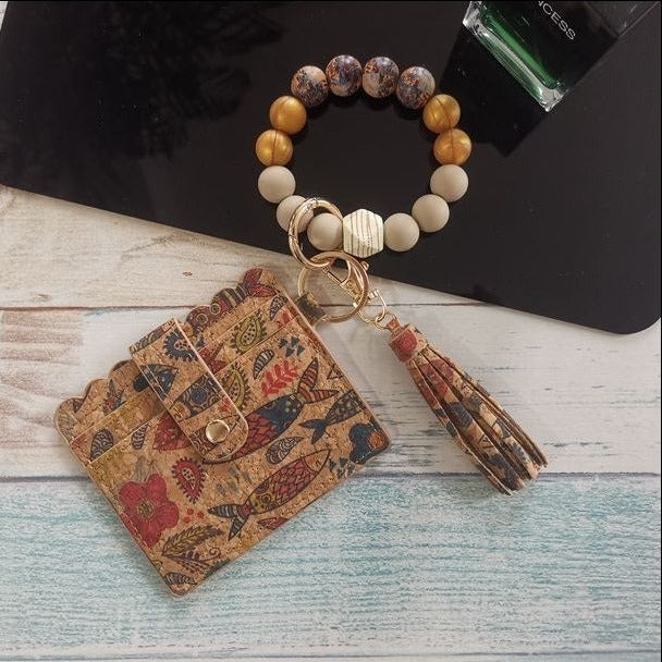 Wholesale Silicone bracelet card holder coin purse printed Keychains