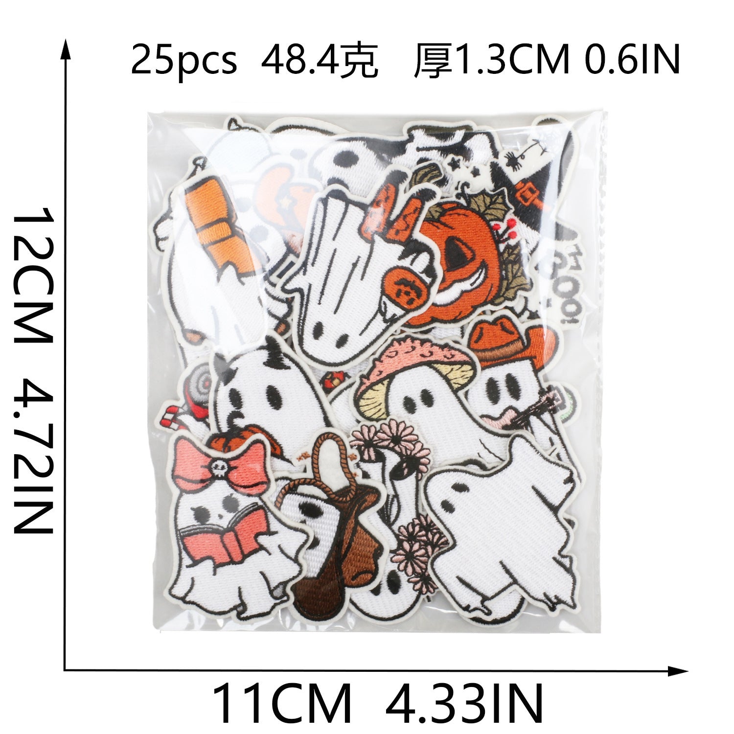 Wholesale Iron On Ghost Pumpkin Embroidery Patch Cute Witch Applique For Clothing Holiday Craft Supply For DIY Decor