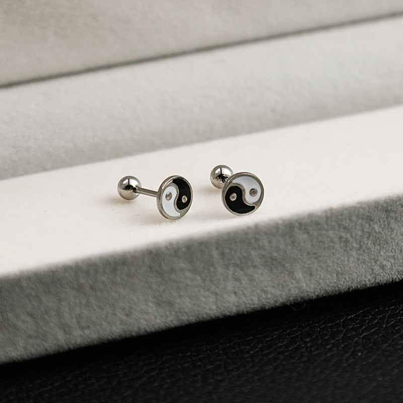 Wholesale Stainless Steel Cross Geometric Black Series Earrings