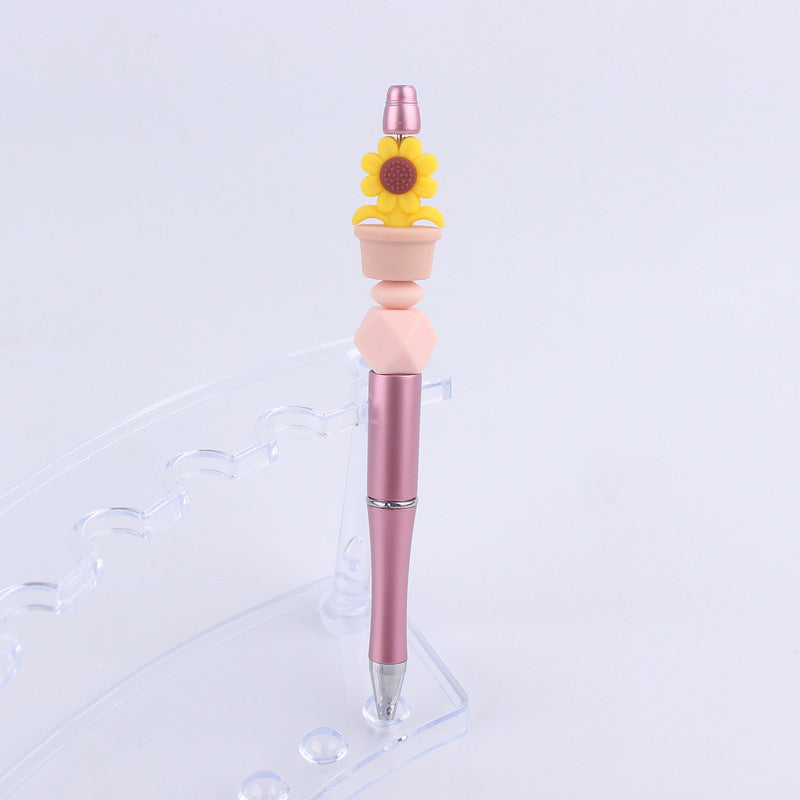 Wholesale Handmade Bead Pen Sunflower Silicone Ballpoint Pen