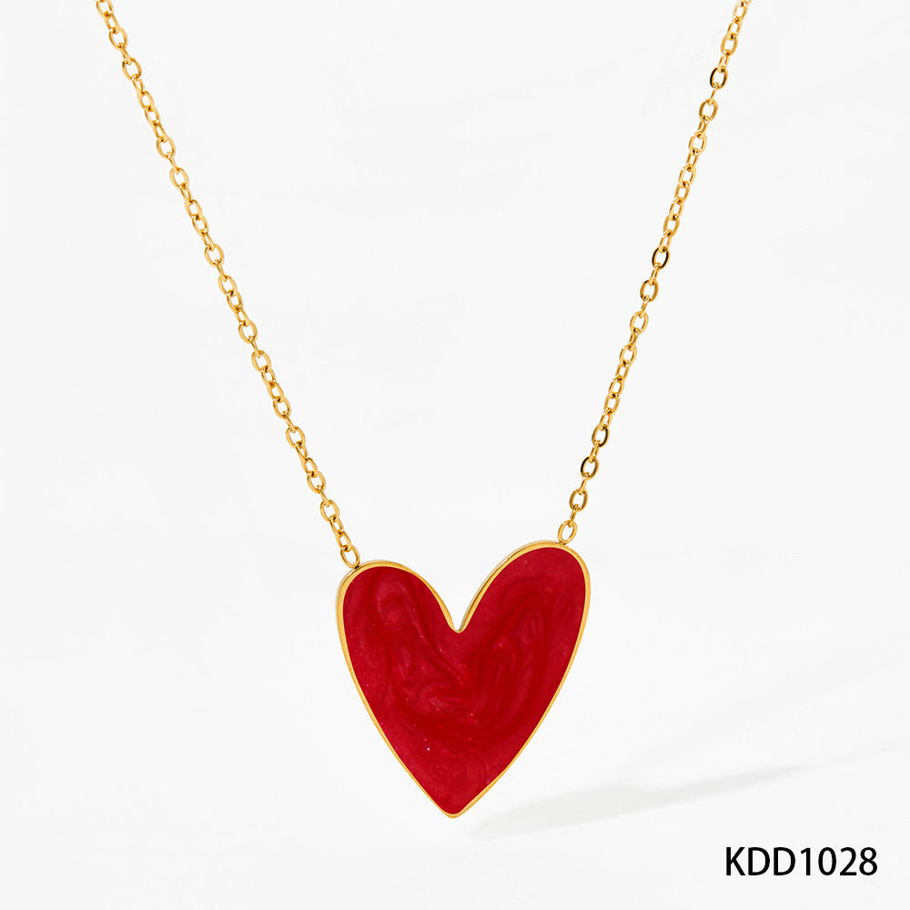 Wholesale Love Enamel Stainless Steel Pendant Necklace