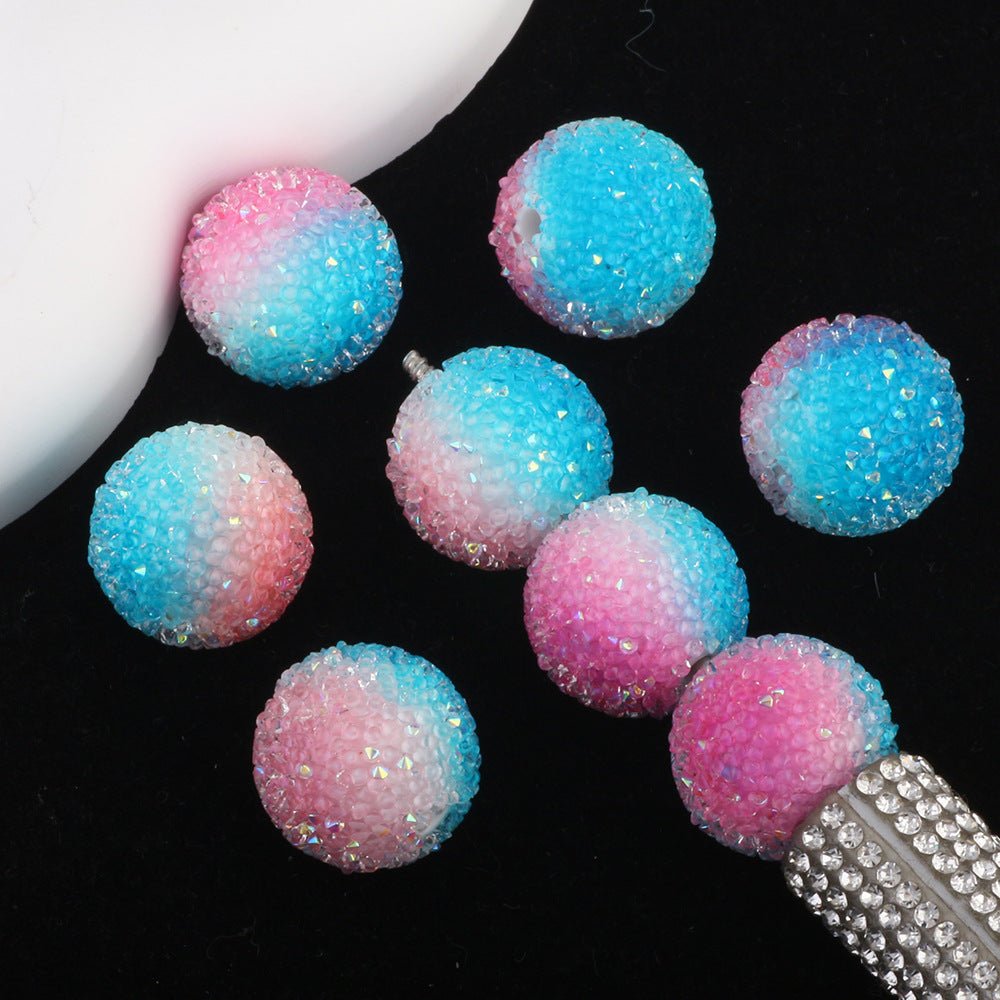 Wholesale 10pcs Acrylic Gradient Colored Round Beads
