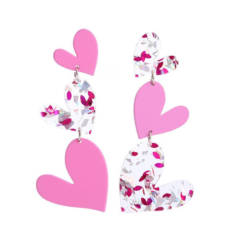 Wholesale Valentine' s Day Earrings Heart-Shaped Mirror Acrylic Earring