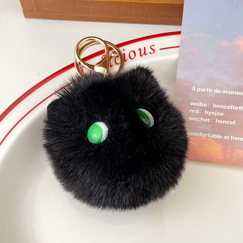 Wholesale Cute Plush Powder Blusher Cat Alloy Keychains