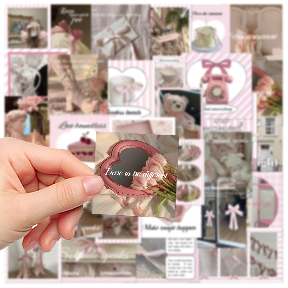 Wholesale 30pcs pink ballet-style waterproof vinyl stickers