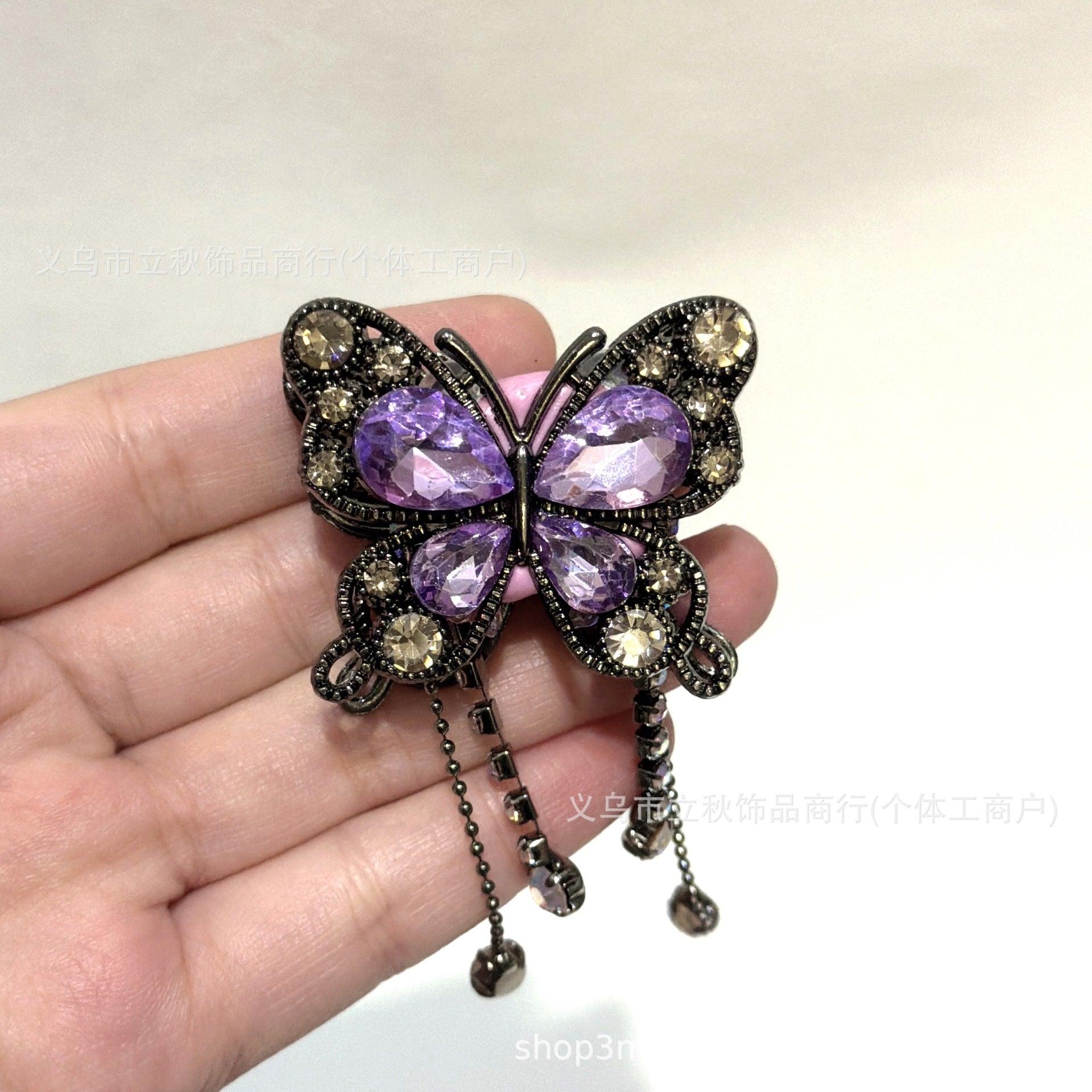 Wholesale 10pcs Soft ceramic three-dimensional butterfly crystal tassel beads