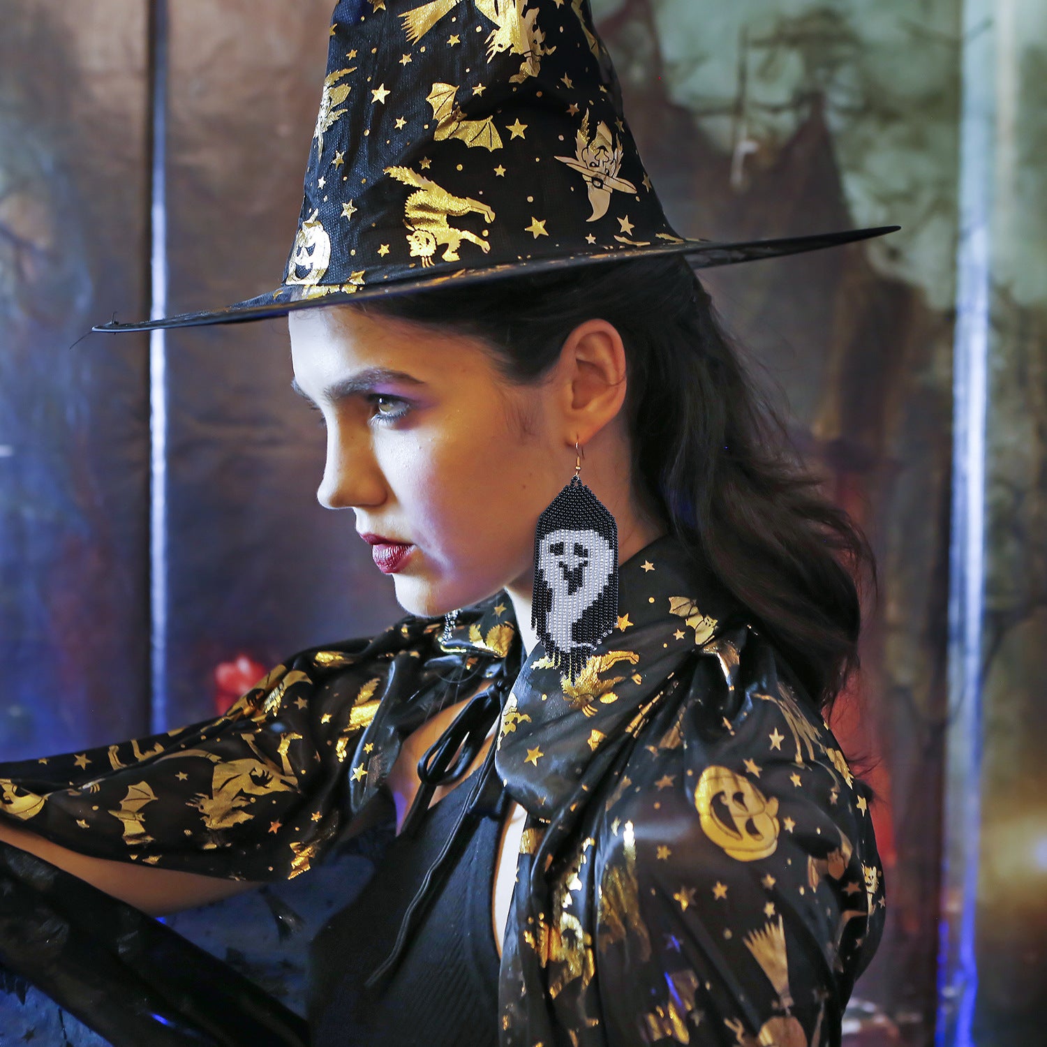 Wholesale Ghost Rice Beads Halloween Glass Earrings