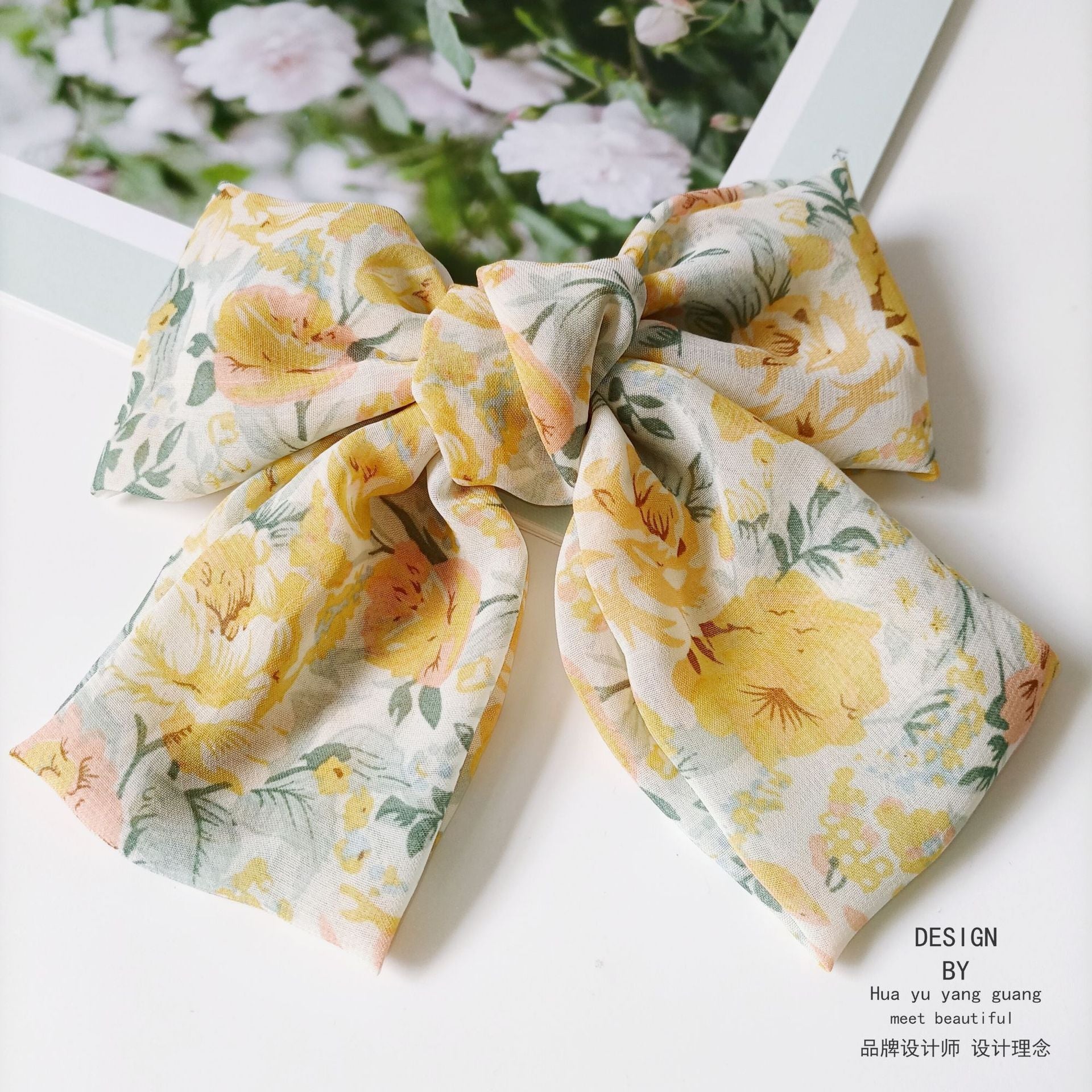 Wholesale Large Bow Chiffon Floral Head Clip