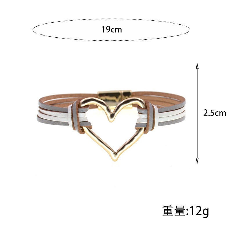 Wholesale Layered large heart-shaped women' s bracelet