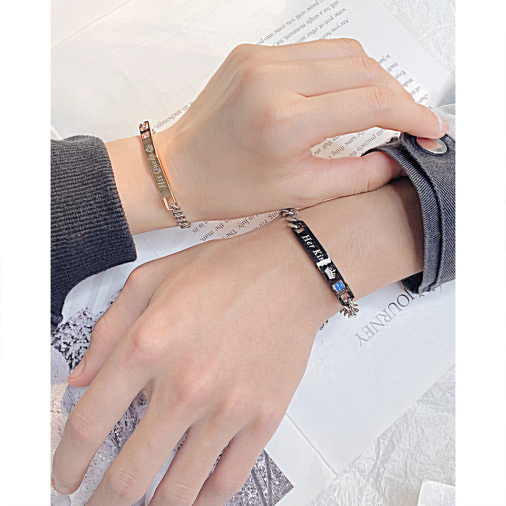 Wholesale Valentine's Day Zircon Titanium Steel Bracelet