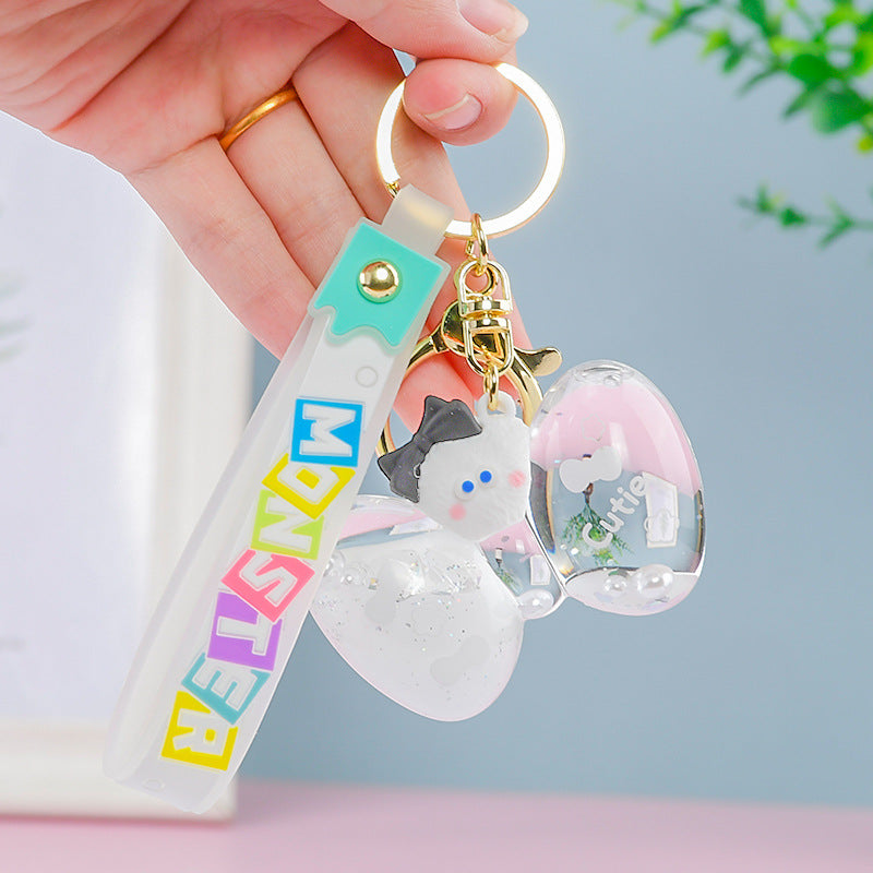Wholesale PVC Liquid Into The Oil Bow Cartoon Keychain