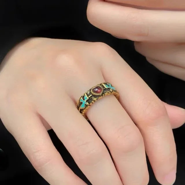 Wholesale Vintage bird mouth distressed heart open ring