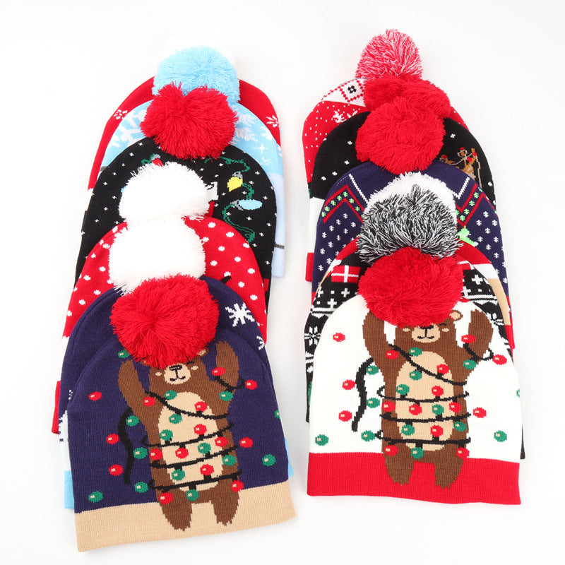 Wholesale autumn winter Christmas knitted jacquard hat warm cold hat