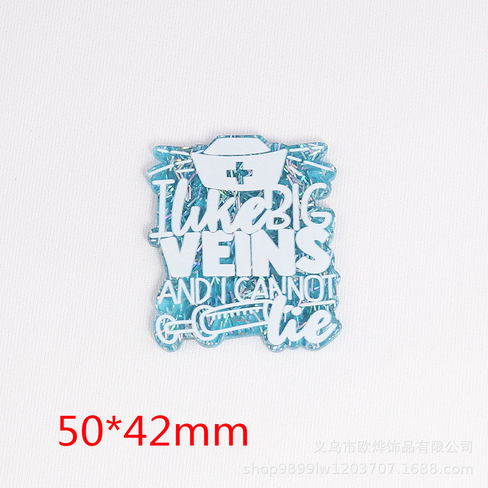 Wholesale 10PCS Colorful Glitter Cartoon Letters Acrylic DIY Patch with Patch